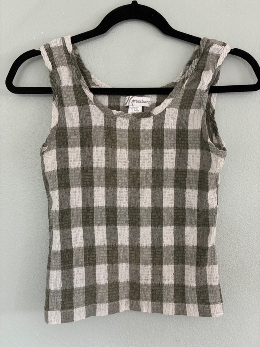 Dressbarn Gingham Tank Top Women’s Large Stretch Sleeveless Cottagecore Picnic